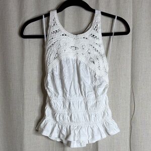 BB Dakota white Crochet Tank Top